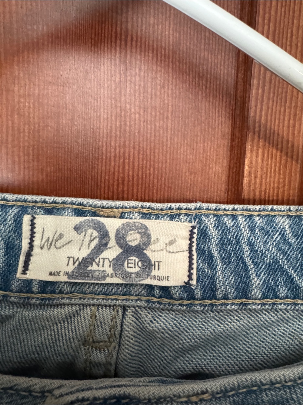 We the Free Relaxed Light Blue Denim Jeans with Navy Floral Patchwork - Picture 2 of 5